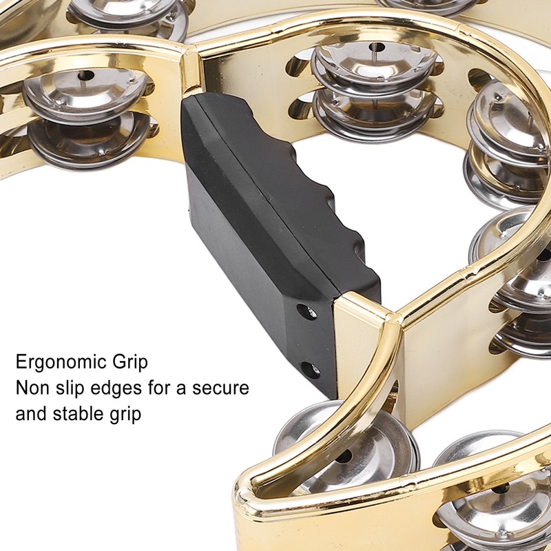 Double Row Hand Tambourine Metal Tambourine with Plating Bells Percussion