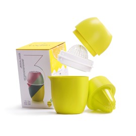 Lechin Lemon Squeezer - Unique Citrus Juicer in Lemon Shape - Manual Juicer with Two Press Options for Various Fruits (Yellow)