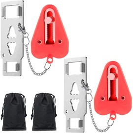 Portable Door Lock for Home Security - 2 Pack Door Locker Travel Lockdown Locks for Additional Safety and Privacy, Perfect for Traveling Hotel Home Apartment College House (2PCS Door Lock)