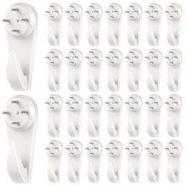30 Pieces Plastic Hardwall Hanger Hooks Concrete Hanging Hooks Invisible Nail Wall Hooks Wall Mount Non-Mark Hooks in 2 Inches for Hardware Concrete Walls Picture Frame