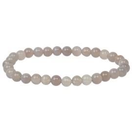 ELEDORO Stretch Bracelet Made of Real Gemstone Beads (6 mm) - Pearl Bracelet for Stylish Elegance, Gemstone, Agate