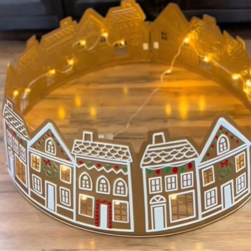 Christmas Tree Collar - Gingerbread House Tree Ring - Slim