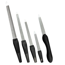 Sonnenschein by Hans Kniebes Set of 5 Sapphire Nail Files Coarse/Fine for Manicure and Pedicure - 9 cm, 13 cm, 15.5 cm, 17 cm Hollow File and Folding File