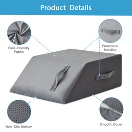 MEGCXIT Leg Pillow Elevation Blood Circulation, Leg Wedge for Elevation for Swelling, Leg Elevating Pillow for After Surgery, Memory Foam Foot Knee Pillow for Back Sleeping 24×22×8 Inch Short Plush