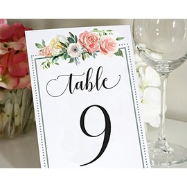 Darling Souvenir caligrafía 1 -40 números de mesa florales boda recepción decoración tarjetas de mesa (5 x 7 pulgadas)