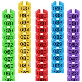 100Pcs Clip On Leg Rings Band Foot,Ai-OUMLEEF Chicken, 5 Colors Numbered,Colorful 001-100 Numbered Pigeon Foot Rings Birds Tags Leg Bands Clip for Dove Parrot Bird Identification(16mm)