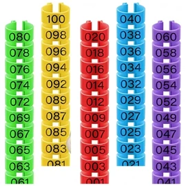 100Pcs Clip On Leg Rings Band Foot,Ai-OUMLEEF Chicken, 5 Colors Numbered,Colorful 001-100 Numbered Pigeon Foot Rings Birds Tags Leg Bands Clip for Dove Parrot Bird Identification(16mm)