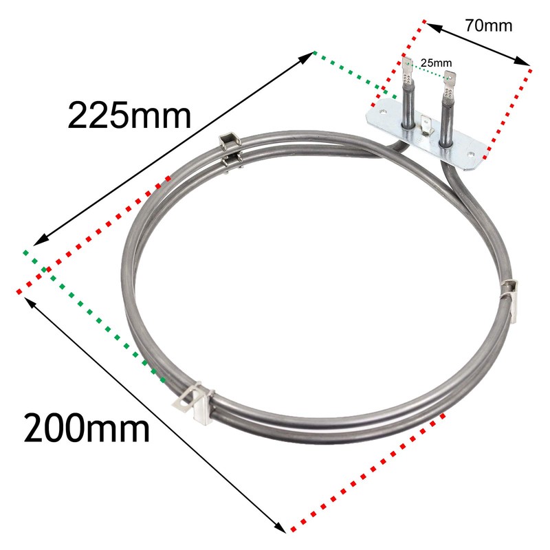 Spares2go 1800W Fan Element Heater for Howdens Lamona Oven/Cooker