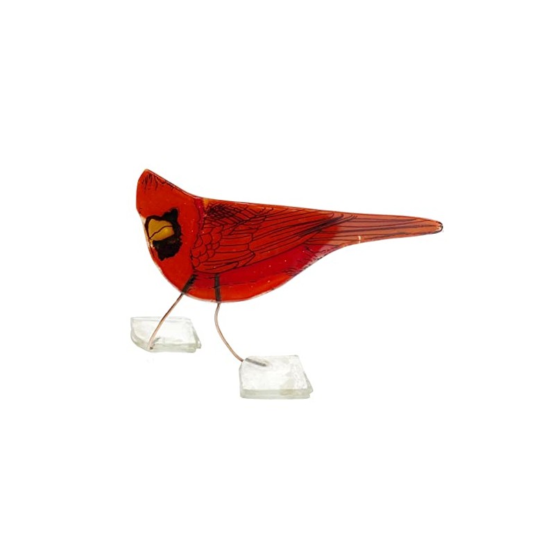 Glass Cardinal Figurine - Recycled Glass Special Moments Standing Bird
