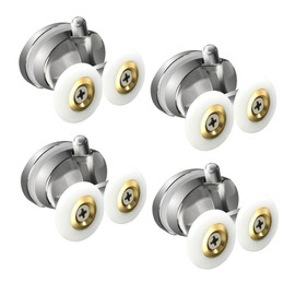 4X Double Shower Door Rollers, 26mm Bottom Sliding Shower Doors Pulleys, ∮23 Shower Door Wheels Replacement Kits for Bathroom Glass Doors, fit for 5-6mm Glass，Chrome