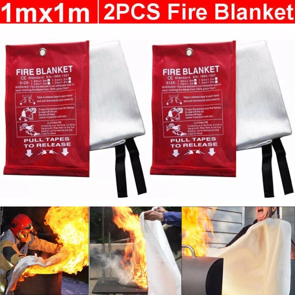 Unbranded 2x Large Fire Blanket Fireproof For Home Kitchen Office