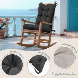 mudilun Rocking Chair Cushion Non-Slip Tufted Indoor/Outdoor Rocking Chair Cushions 80% Water Proof with Straps for Living Room Baby Room Garden High Back Rocking Chair Pads