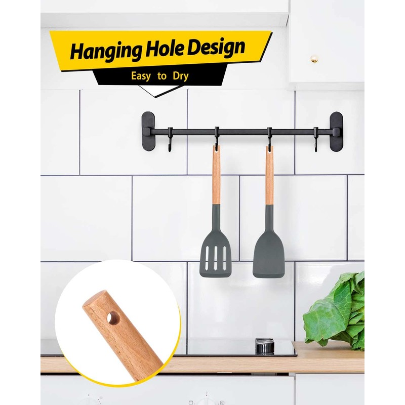 Pack of 2 Silicone Cooking Spatula, Heat Resistant Solid Turner,