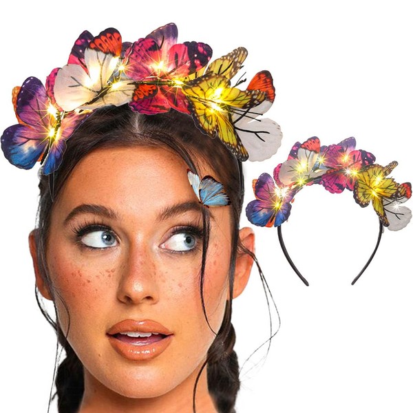 Gangel Light Up Butterfly Headband LED Glowing Hairbands Sparkling Butterfly