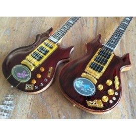 Set of 2 Jerry Garcia Tiger and Rosebud Signature Miniature Guitars