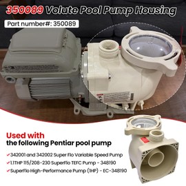 350089 Volute Replacement Housing & 350090 Pump Lid Compatible with Pentair Inground Pool and Spa Pump, SuperFlo VS Volute 1.5HP EC-342001, VST 342002, 1.1THP 348190 115/208-230V, 1HP EC-348190