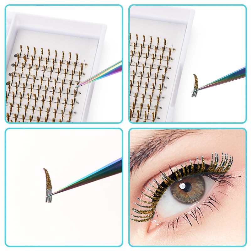 Glitter Lash Extensions, UHOMENY False Lashes for Eyelash Extensions D