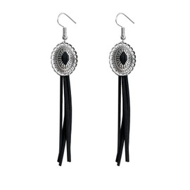 Western Cowgirl Earrings for Women Vintage Leather Tassel Long Drop Earrings Bohemian Brown Leather Earrings Western Trendy Jewelry for Women (Brown)