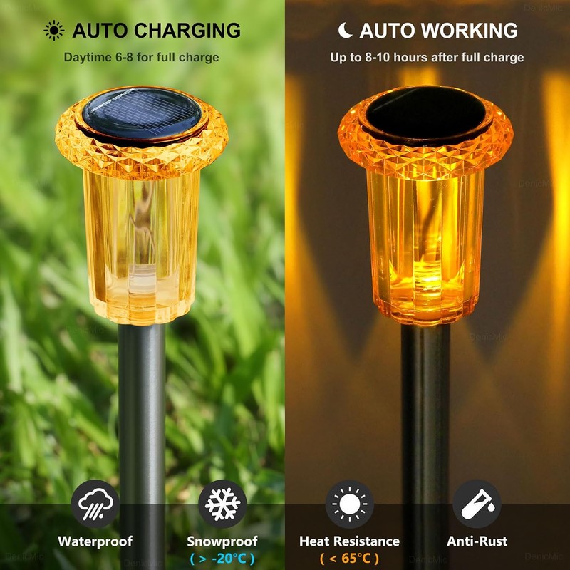 Luces solares para jardín DenicMic CL-XDC impermeables color naranja 10