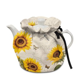 KUIFORTI Butterfly Sunflower Teapots Dust Cover Insulated Tea Cozy for Teapot Cosy Tea Kettle Dust Cover Breakfast Insulation Lid Warmer Tea Cosy for Kitchen Accessories Table Decoration