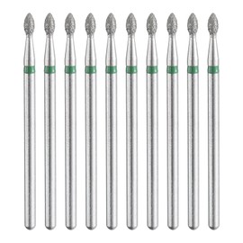 sourcing map 10pcs 100-120 Grits Diamond Grinding Bit 2.3mm Oval Head 2.35mm Shank 4mm Length Stone Sanding Drill Bits Rotary Tool for Ceramic Glass Nails Grinding Polishing