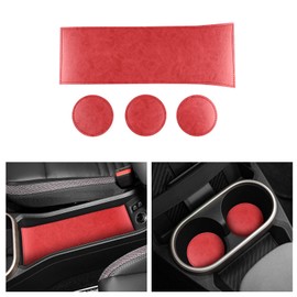 KUNGKIC For 2024 2025 Mini Cooper S F65 F66 F67 Car Non-Slip Drink Holder Glove Box Mat Insert Door Pocket Mats Anti-Dust Interior Essentials Decoration Accessories 4 Pieces Leather (Red)