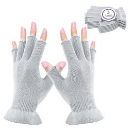 MIG4U 3 Pairs Fingerless Moisturizing Gloves, Half Finger Touchscreen Beauty Glove for Eczema, SPA, Dry Hands, Skin Treatment, Summer Sun UV Protection (S/M, Gray-3pairs)