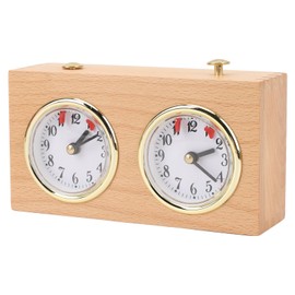 Wooden Mechanical Chess Clock, Quartz Analog Timer Chess Clock Timer, Portable Wind Up Chess Timer for Chess Board Games International Chess Clock for Competition
