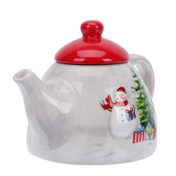Christmas Ceramic Coffee Pot Cute Snowman Pattern Hot Cold Water