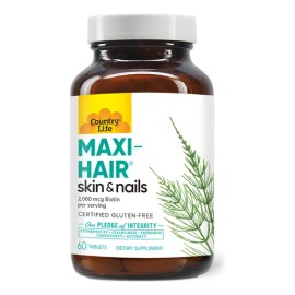 Biotina Country Life Maxi-Hair 2000mcg 60 Tabletas para Cabello Piel y Uñas