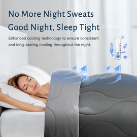 NEXHOME PRO Cooling Comforter Twin Size - Summer Dark Grey & Grey Double-Sided Cool Blanket Buttery Soft Cooling Comforter for Hot Sleepers, Silk Smooth Breathable & Lightweight Duvet Insert, 68"x90"