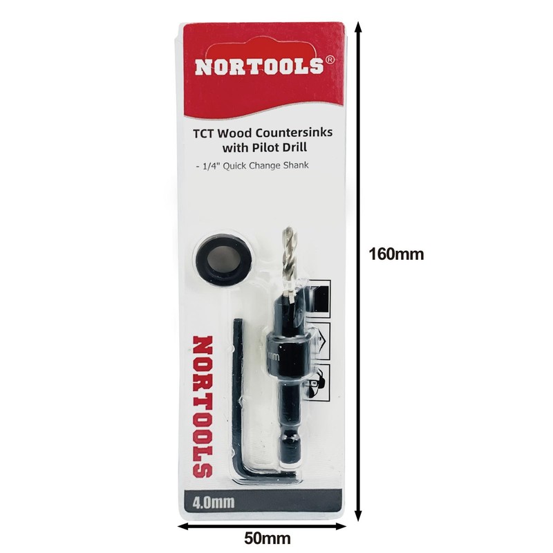 NORTOOLS Countersink Bit TCT Wood Drills Woodworking Chamfer Counter with