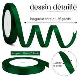 Gift Ribbon Green 10 mm x 23 m Dark Green Satin Ribbon Green Decorative Ribbon Green Christmas Decoration Green Satin Ribbon for Invitation Cards, Party, Graduation, Bouquets, Wedding