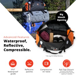 KRONOX Waterproof Duffle Bag for Motorcycle Back Seat. Dry Bags and Luggage for Travel. Works as Gear Bag, Tail Bag or Rack Bag. 25-40-60 Liters Size