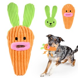 Vehomy Easter Dog Toy Squeaky Puzzle Dog Toys Easter Carrot Puppy Toy for Small and Medium Dogs Interactive Easter Bunny Dog Toy for Teething Chewing Carrot