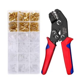 Wire Terminal Crimping Tool Kit, GFFG Ratchet Wire Crimping Tool AWG 22-16 (0.5-1.5mm2) with 600PCS Male and Female Spade Connectors With Insulated Sleeves for Wiring Project