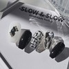 [Sl&Sl Nail Tips] Black Tweed Nails - Square / [슬앤슬네일팁]
