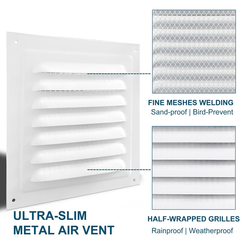 Metal Vent Cover, 6" x 6" Square Soffit Air Vent
