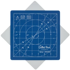 The Quilted Bear Rotating Cutting Mat - 7" x 7" Square Self Healing 360° Rotating Cutting Mat with Innovative Locking Mechanism for Quilting & Sewing Your Choice of Size & Colour Available! (Blue)