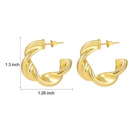 Dodocatie Gold Statement Earrings for Women，Chunky Gold Drop Earrings Fashion Geometric 14K Gold Plated Hoop Earrings Party Celebration Jewelry Gifts