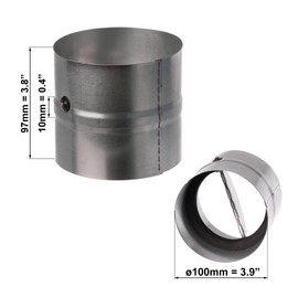 Diameter 100 mm Backflow Valve - Pipe Connector with Check Valve - Spiral Duct Pipe with Sealing Rubber - Connector Made of Galvanised Steel - Connector for Pipes