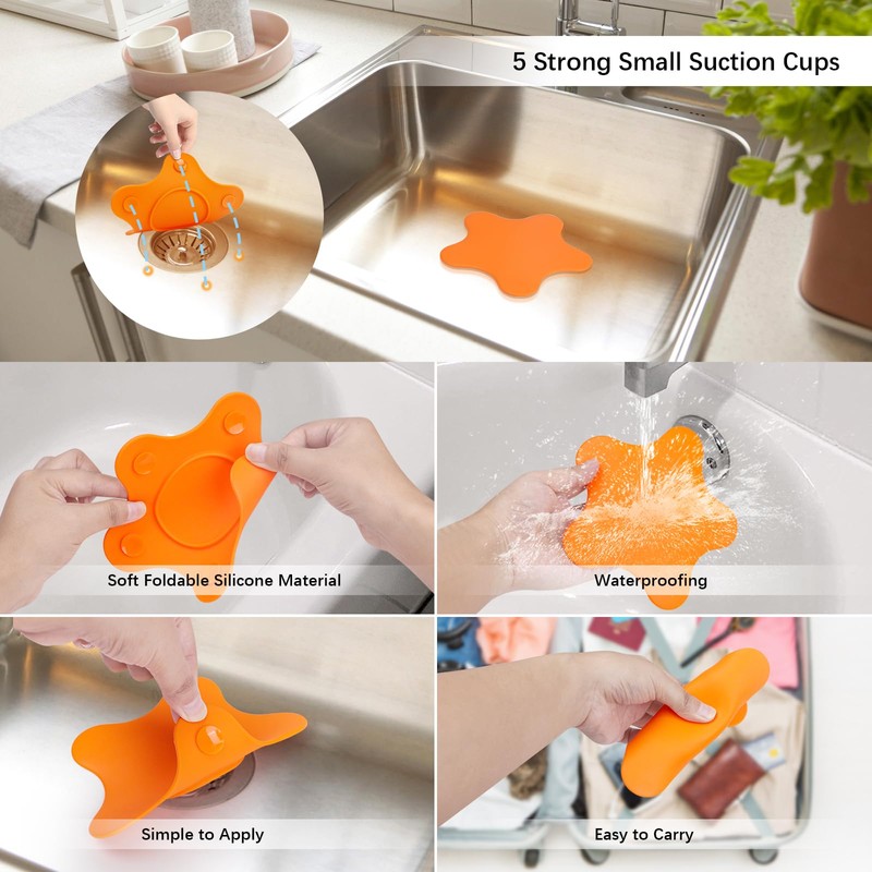 Kucucyle Silicone Drain Cover, Bath Drain Cover with 5 Strong