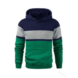 Haloumoning Boys Color Block Pullover Hoodies Kids Fashion Hooded Sweatshirts with Kangaroo Pockets Green