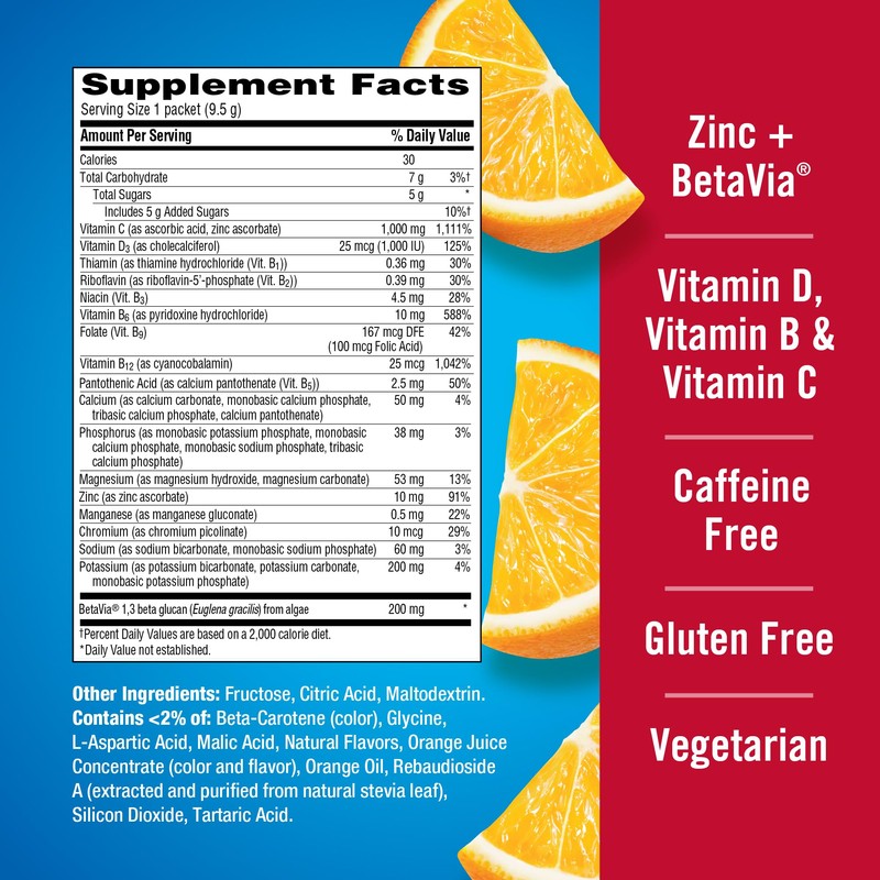 Emergen-C Immune+ Triple Action Immune Support Powder, BetaVia (R), 1000mg