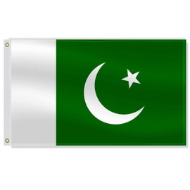 3×5 FT Pakistan Flag,Large Pakistani National Decor,Double Side Digital Printed 75D Polyester Banner with Canvas Header Brass Grommet for Outdoor Indoor Parade Car