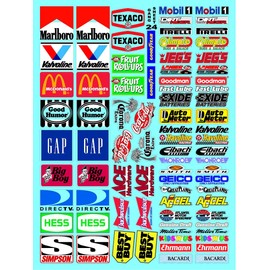 Clear Vinyl R/C Racing Sponsor Sticker Gang Sheet 24-1/24 – 1/16th Scale Model Decal Sticker Sheet Radio Control Lexan Body – Die-Cut to Shape - Peel & Stick – Water Slide