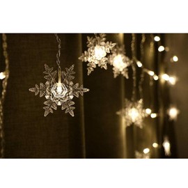 Lainin 12ft/3.5M 96LED Snowflake Curtain Light Plug in String Light LED Fairy Night Light, Perfect for Christmas Wedding Party Decoration Chandelier Luminarias - Warm White
