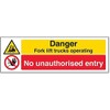 V Safety Danger Fork Lift Trucks Operating No Unauthorised Entry