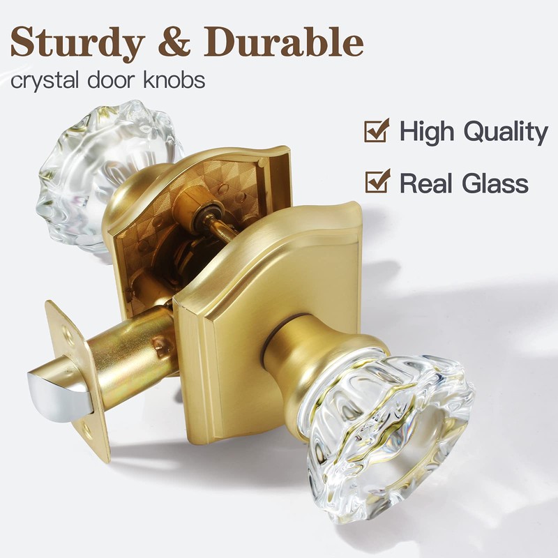 CLCTK Antique Crystal Door Knobs Interior, Passage Hall and Closet