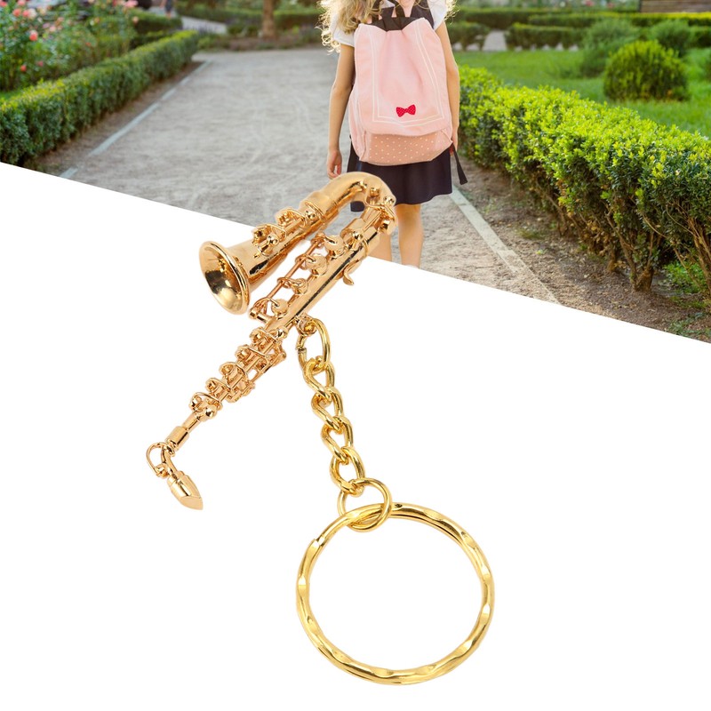Cute Saxophone Pendant Keychain Portable Funny Brass Miniature Saxophone Musical